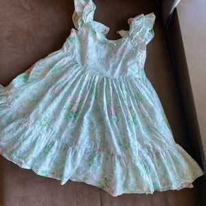 Floral Ruffle Sleeve Kids Dress 3T